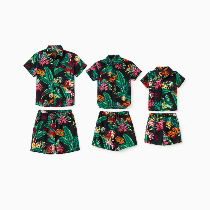 Tropical Leaves Pattern Family Matching Outfits