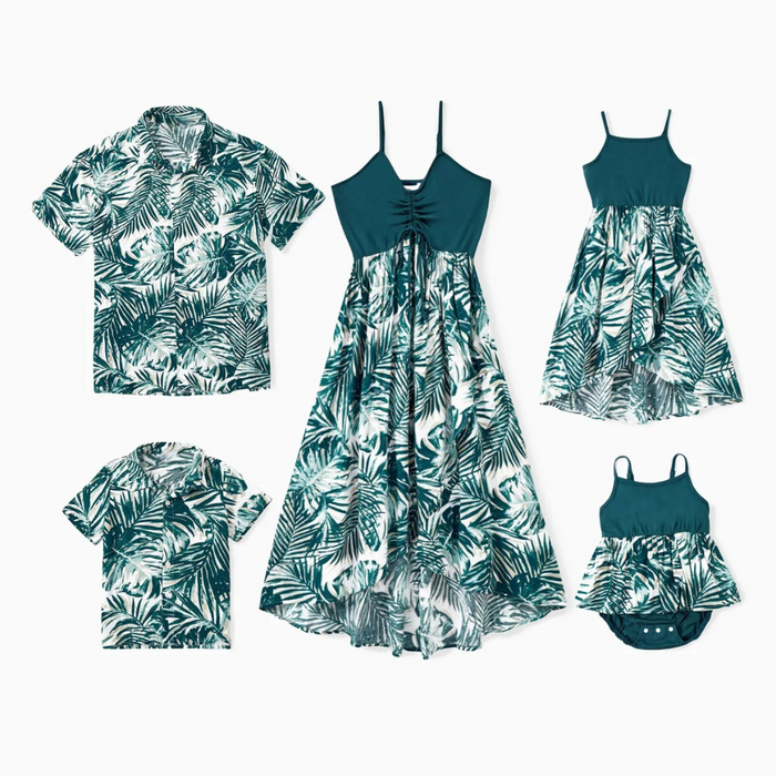 Tropical Leaf Print Family Matching Outfit Set