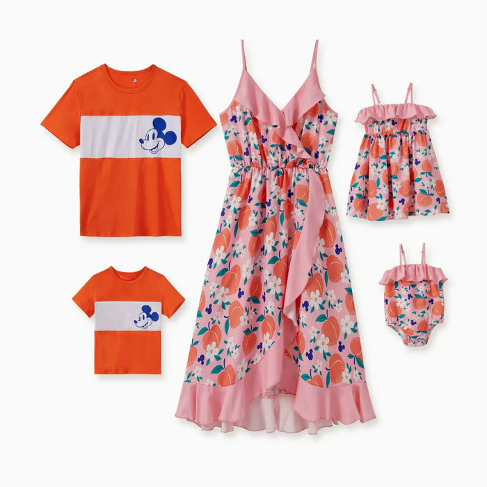 Cartoon And Flower Family Matching Outfit Set