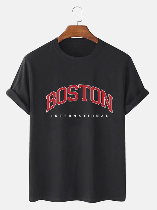 Boston Print T-Shirt And Shorts