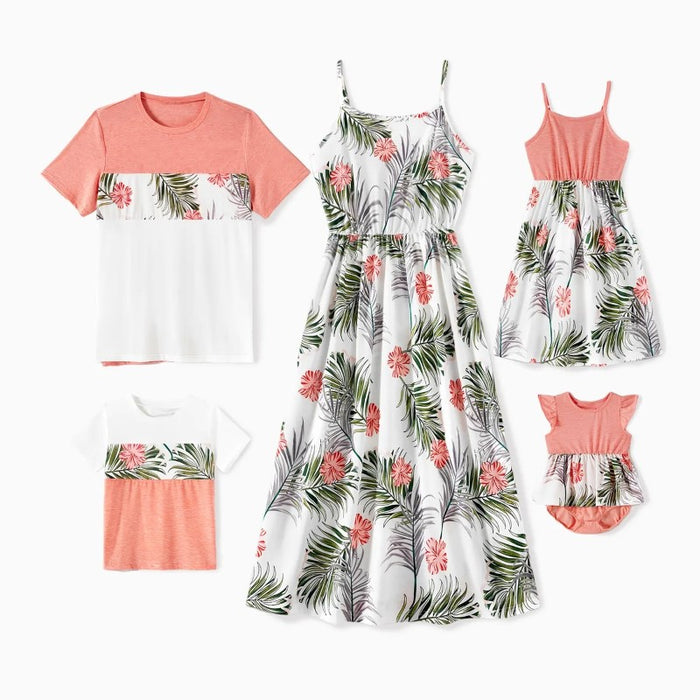 Family Matching Tropical Print Outfits