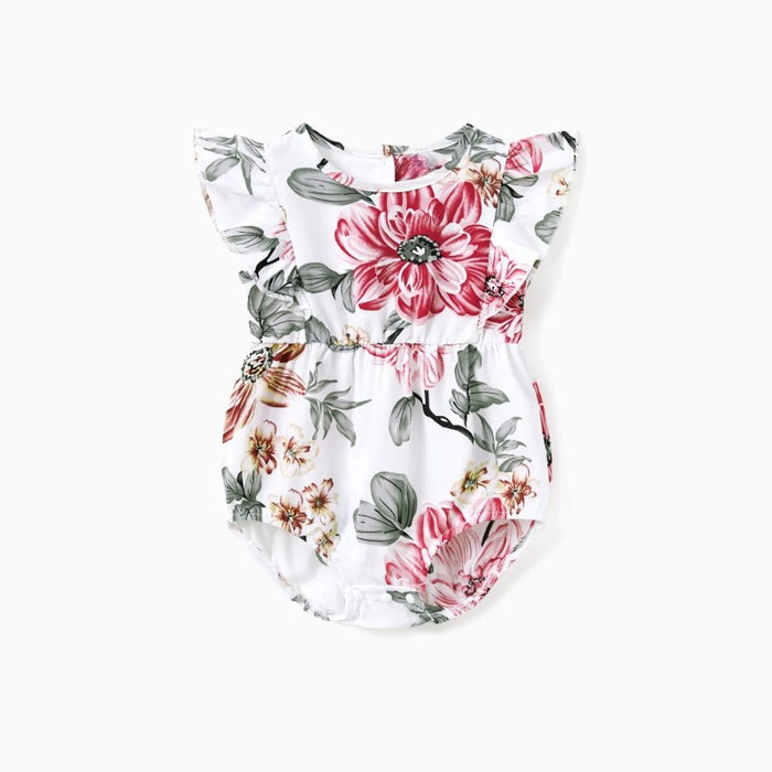 Family Matching Floral Printed Dress And T Shirt Set