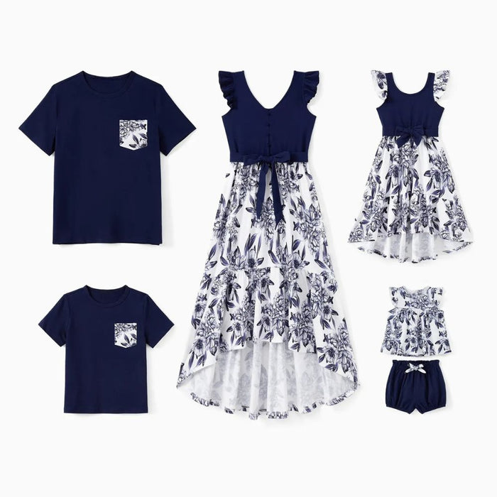 Elegant Floral Family Matching Outfit Set