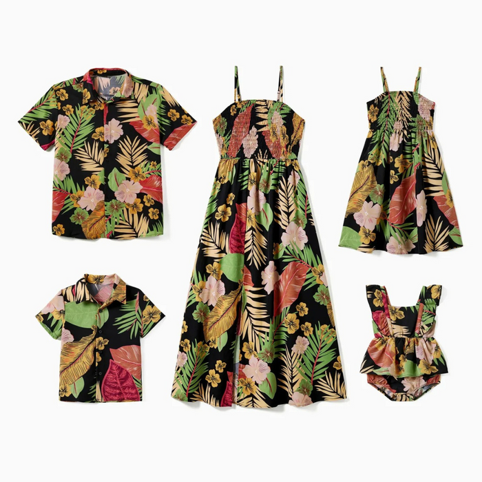 Vibrant Tropical Printed Family Matching Outfit Set