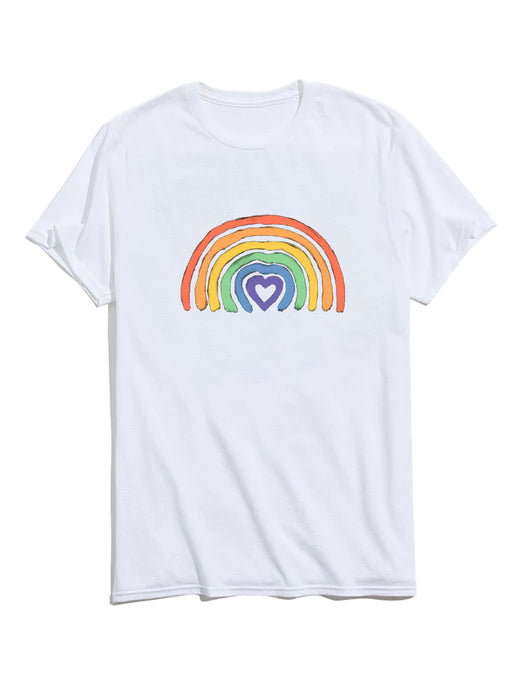 Rainbow Graphic Crew Neck T-Shirt