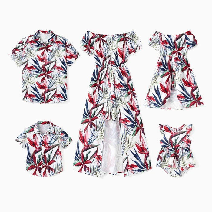 Floral Beach Pattern Family Matching Outfit Sets