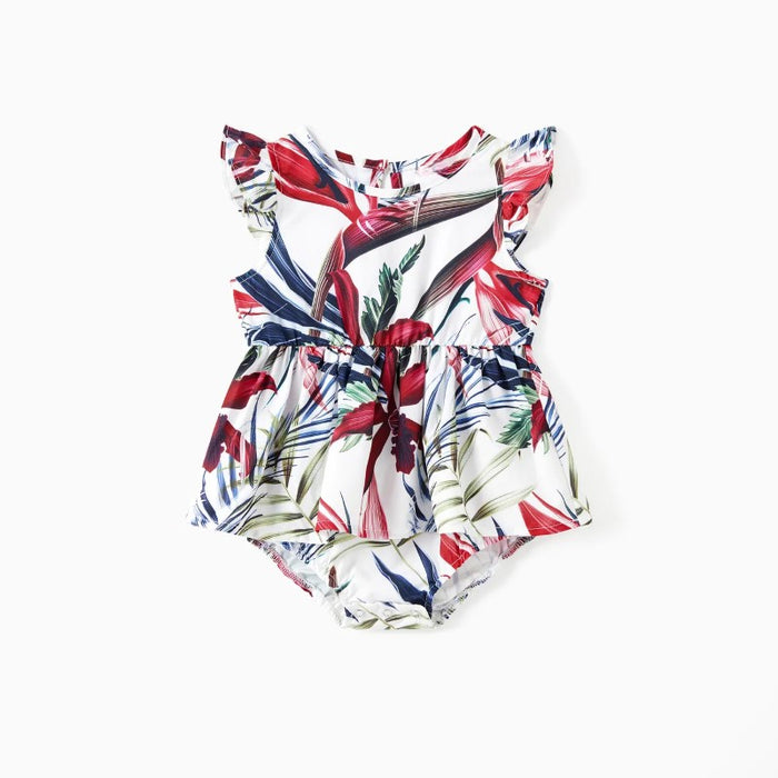 Floral Beach Pattern Family Matching Outfit Sets