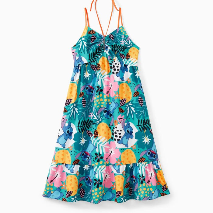 Stitch Family Matching Tropical Flower And Plant Hawaii Style Outfit Sets