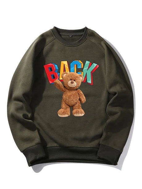 Bear Print Raglan Sleeve Sweatshirt