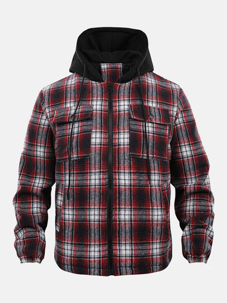 Flannel Hooded Plaid Coat