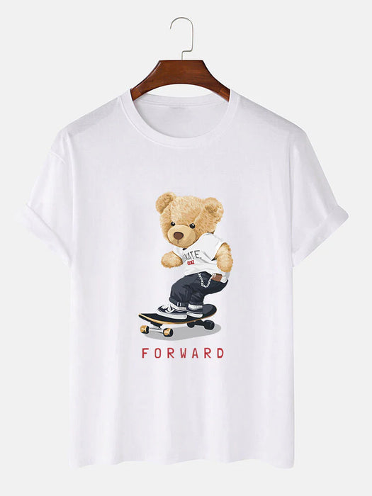 Bear On Skateboard Print T-Shirt