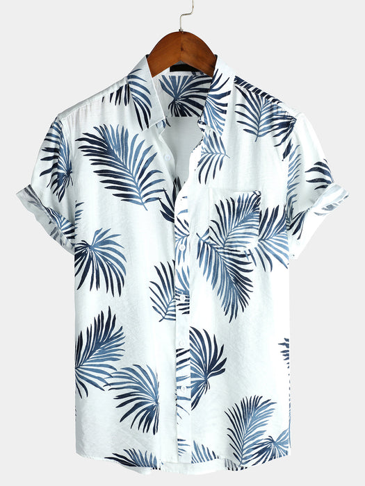 Men Striped And Floral Short Sleeve Shirts