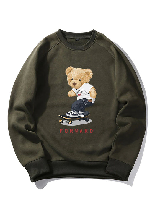 Bear On Skateboard Print Sweatshirt