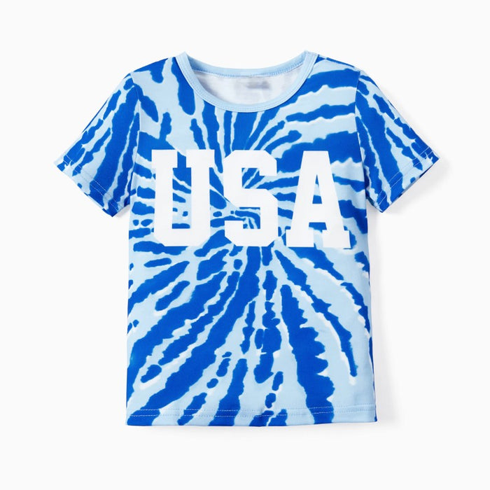 Independence Day Family Matching Tie Dye Print T Shirts