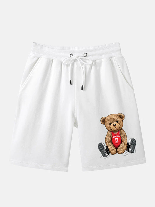 Bear Print Mid Length Shorts