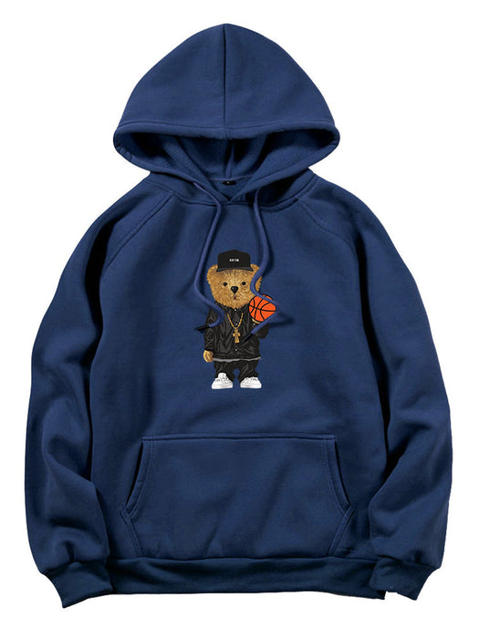 Basketball Bear Print Hoodie