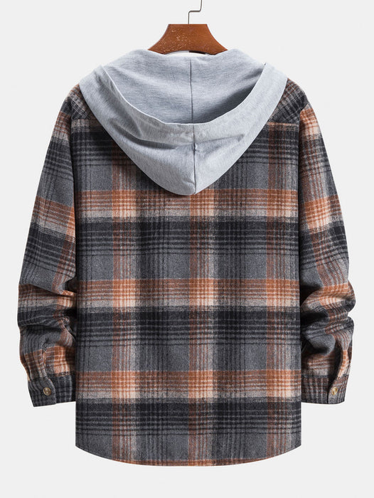 Flannel Plaid Hooded Overshirt