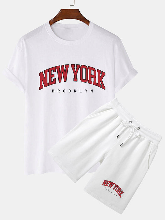 New York Print T-Shirt And Shorts