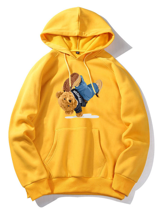 Break Dance Bear Print Hoodie