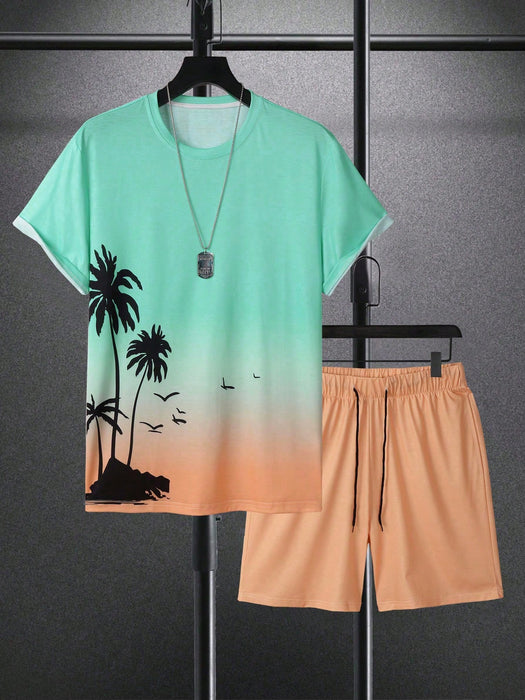 Sunset Palms Tee And Shorts Set