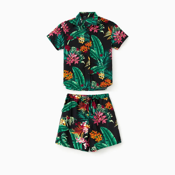 Tropical Leaves Pattern Family Matching Outfits