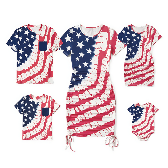 Patriotic Tie Dye Family Matching Outfit Set