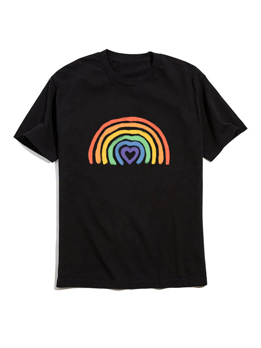 Rainbow Graphic Crew Neck T-Shirt