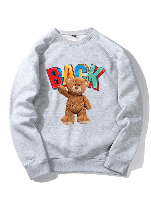 Bear Print Raglan Sleeve Sweatshirt