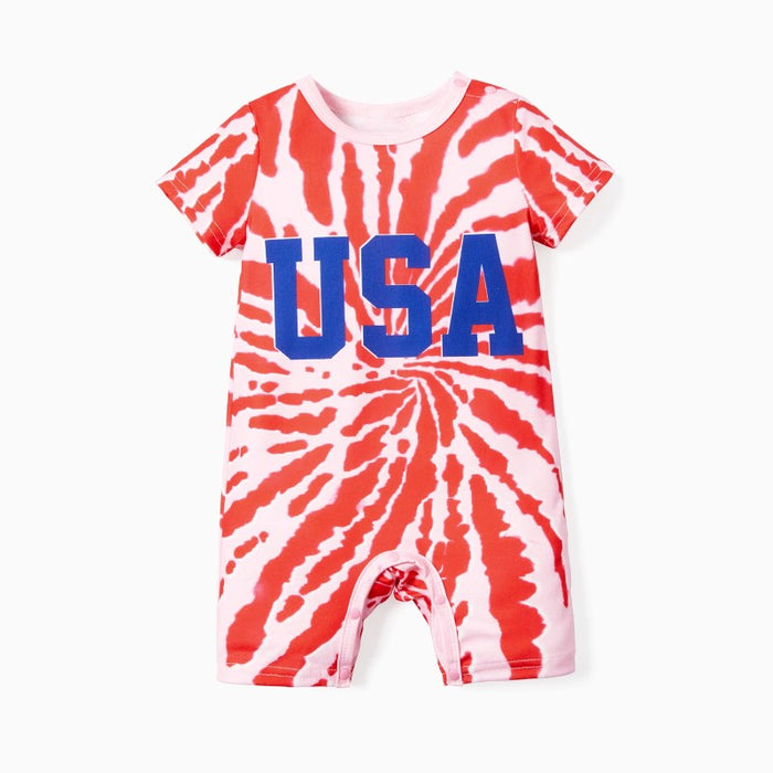 Independence Day Family Matching Tie Dye Print T Shirts