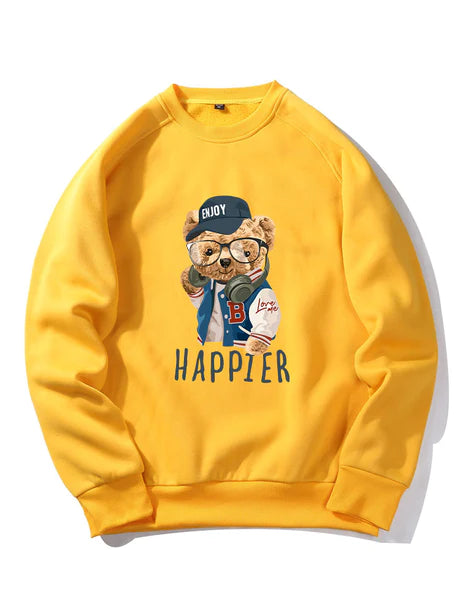 Baseball Jacket Bear Print Sweatshirt