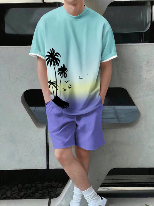 Sunset Palms Tee And Shorts Set