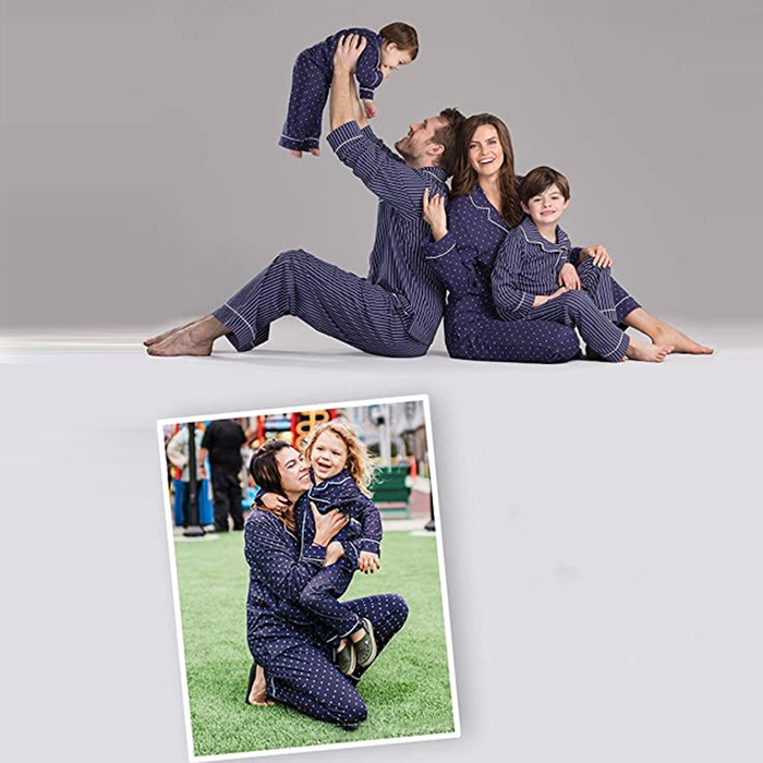 Family Pajamas Soft Cotton Navy