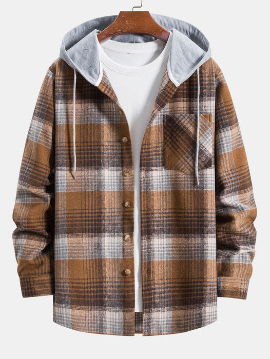 Flannel Plaid Hooded Overshirt