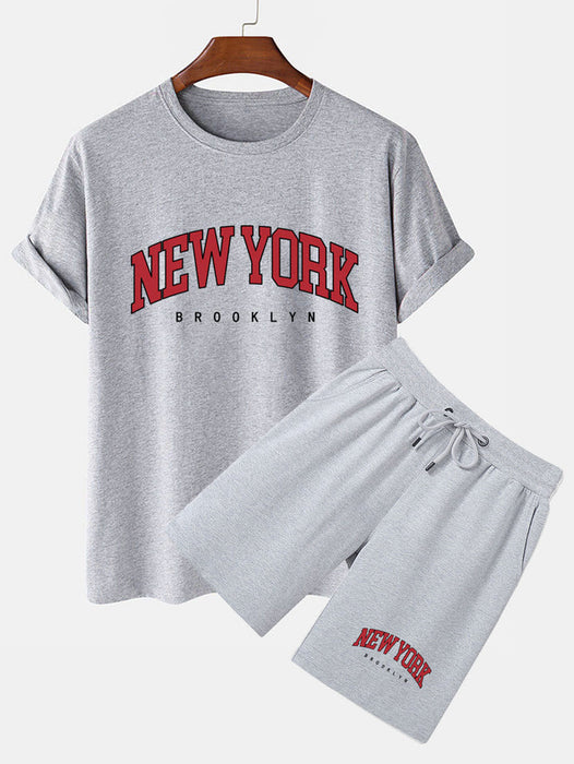 New York Print T-Shirt And Shorts