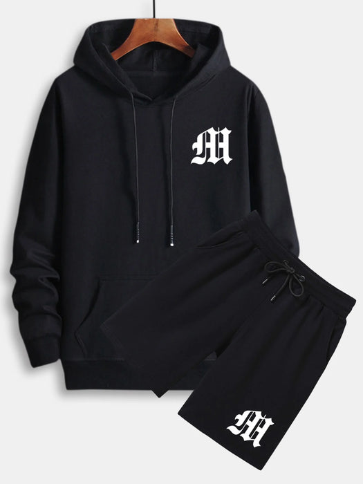 Letter Print Hoodie & Short