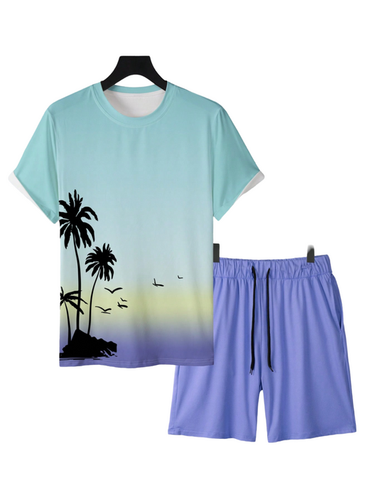 Sunset Palms Tee And Shorts Set