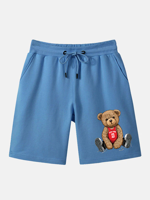 Bear Print Mid Length Shorts