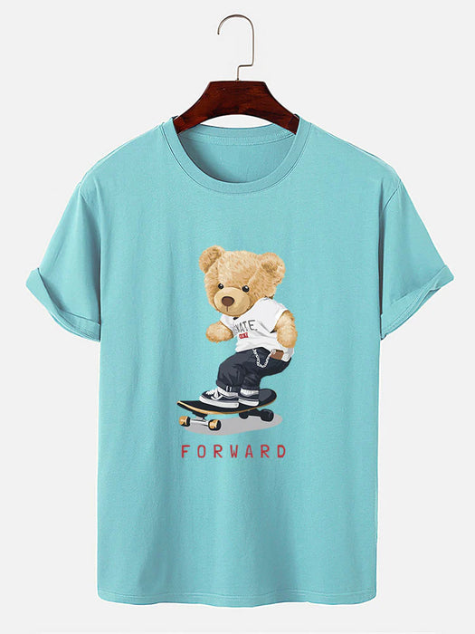 Bear On Skateboard Print T-Shirt