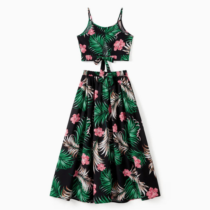 Tropical Leaf And Floral Printed Family Outfits Set