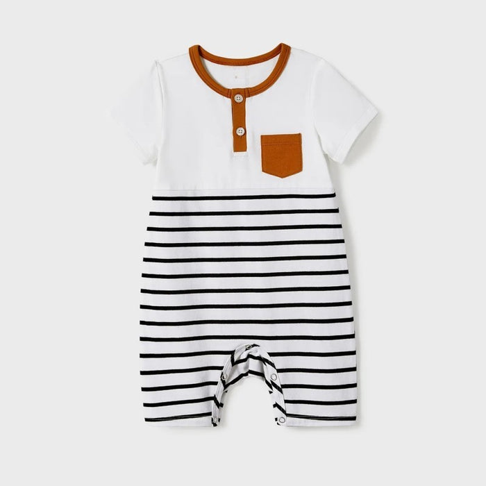 Family Matching Stripe Asymmetrical Dresses and Panel T shirts Sets