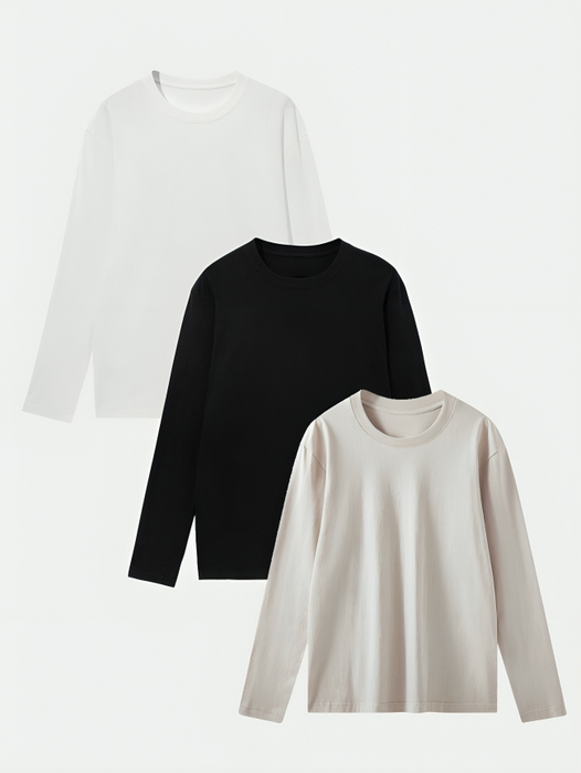 3 Pieces Basic Long Sleeve T-Shirt