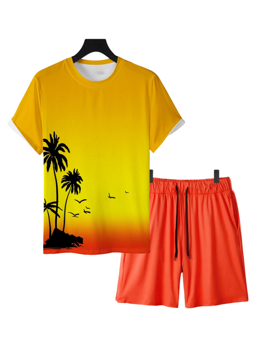 Sunset Palms Tee And Shorts Set