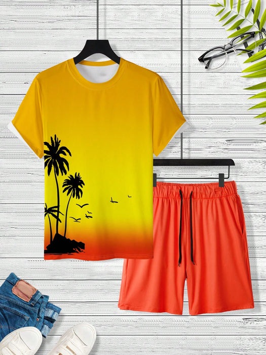 Sunset Palms Tee And Shorts Set