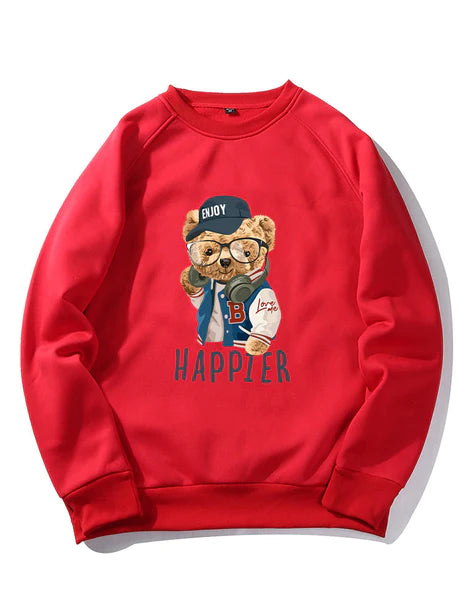 Baseball Jacket Bear Print Sweatshirt