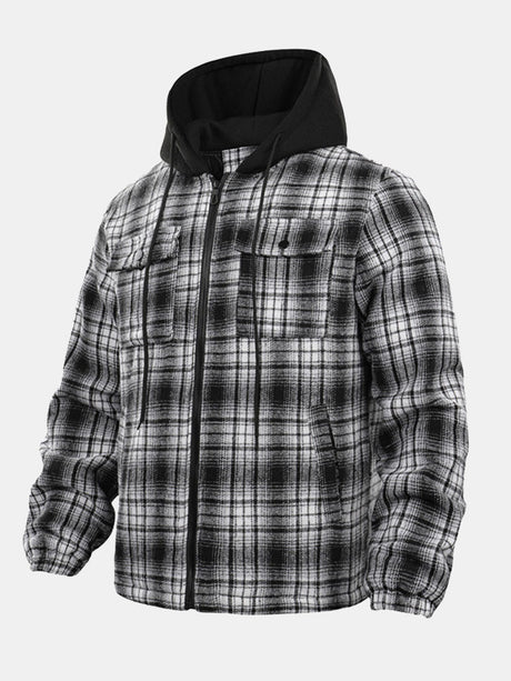 Flannel Hooded Plaid Coat