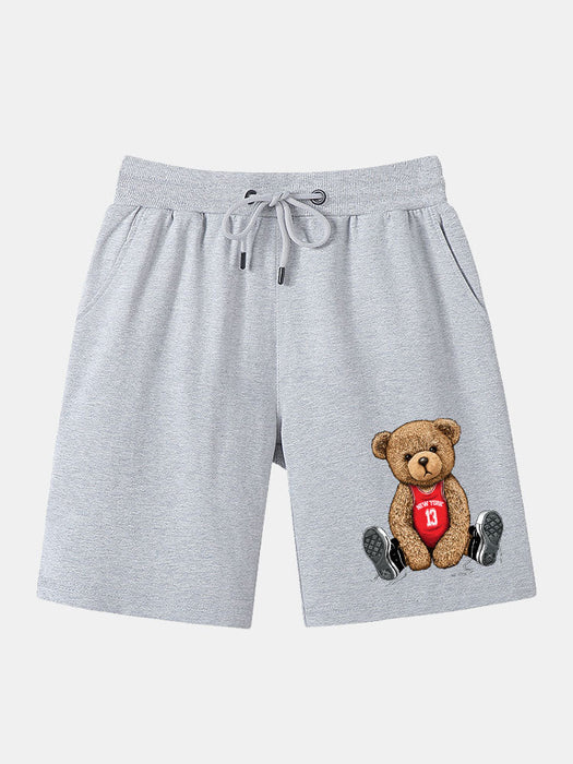 Bear Print Mid Length Shorts