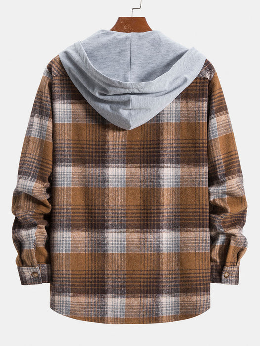 Flannel Plaid Hooded Overshirt