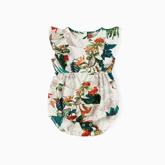 Casual Floral Printed Family Matching Outfit Set