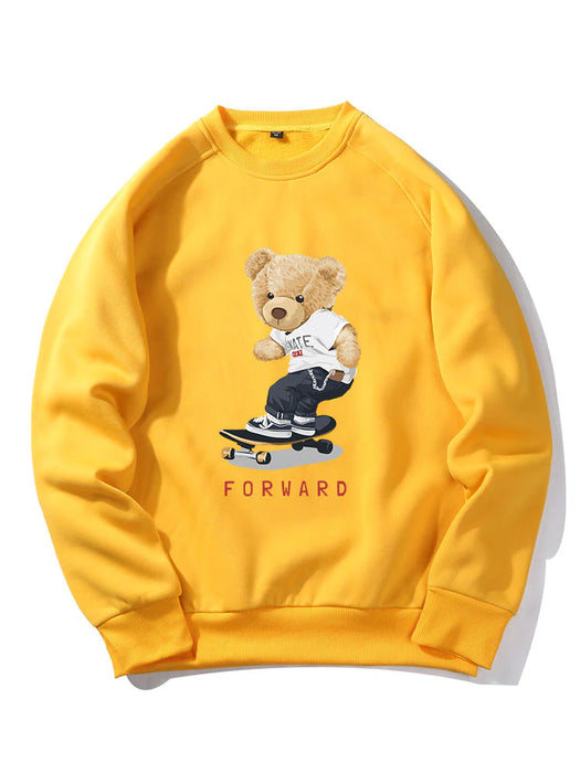 Bear On Skateboard Print Sweatshirt