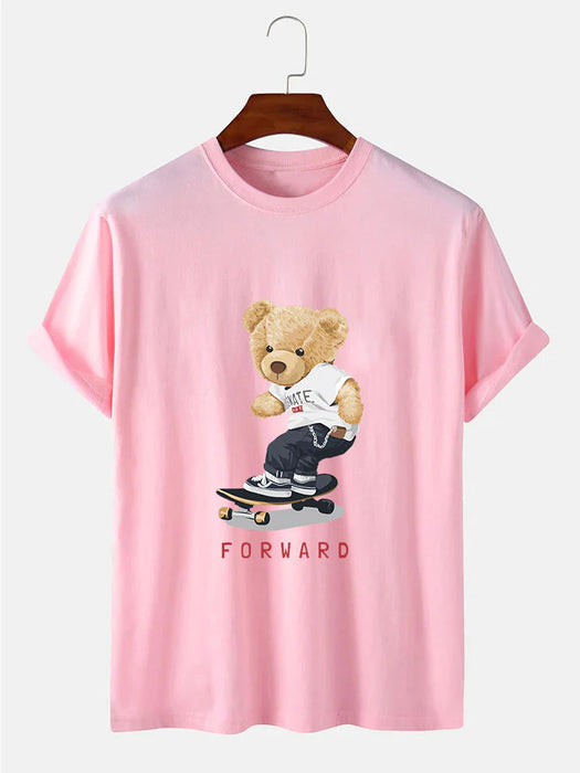 Bear On Skateboard Print T-Shirt